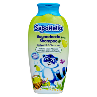 Гель-шампунь 2в1 для тіла та волосся дитячий SAPONELLO bs/sh pera add. 400 мл.