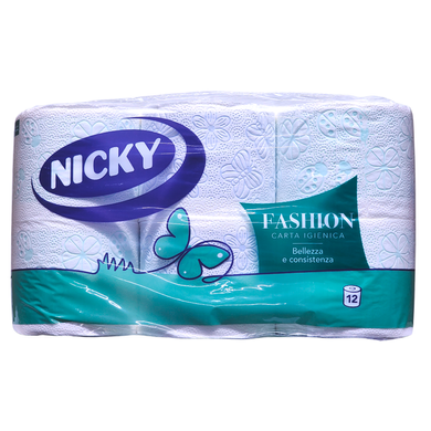 Туалетная бумага NICKY igienica 4 рулона fashion decorata e profumata 12 штук