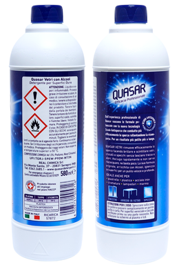 Средство для чистки стеклянных поверхностей запаска QUASAR 580 ml ric. vetri classico con alcool