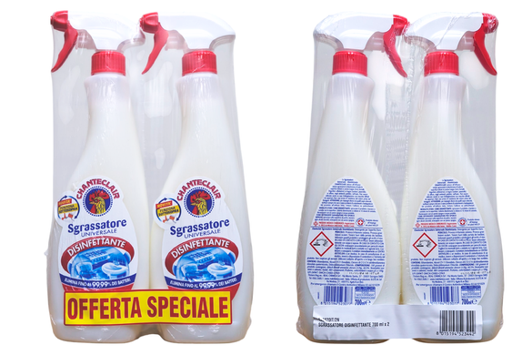 Універсальний засіб для чищення сграсаторе CHANTECLAIR sgrassatore vapos ml.700 disinfet. x2 bipack