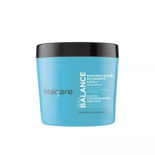 Маска-скраб для волос очищающая для жирных волос и кожи головы VITALCARE maschera scrub sebo balance vaso 400 мл.