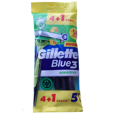 БРИТВА ДЛЯ ГОЛІННЯ З НЕЗМІННИМ ЛЕЗОМ GILLETTE RAS.U&G BLUE 3 SENS. 5 ШТ.