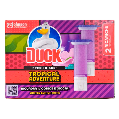 СТІКЕР АРОМАТИЗУЮЧИЙ ДЛЯ УНІТАЗУ ЗМННИЙ БЛОК DUCK WC FRESH DISCS RICAR GARDEN E TROPIC 2х36 МЛ.