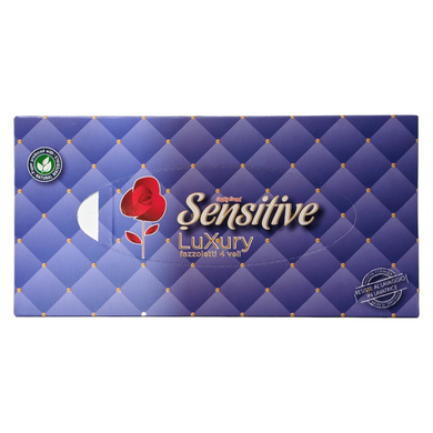 Серветки бумажные косметические в коробке 4-слойные SENSITIVE fazzoletti veline 4 veli box 80 шт