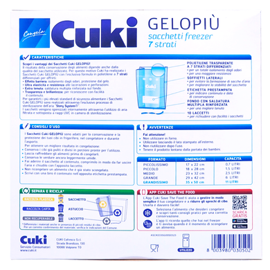 Пакети для заморожування харчових продуктів CUKI sacchetti freezer grandissimi maxi cm 35x50 lt 11 10 pz
