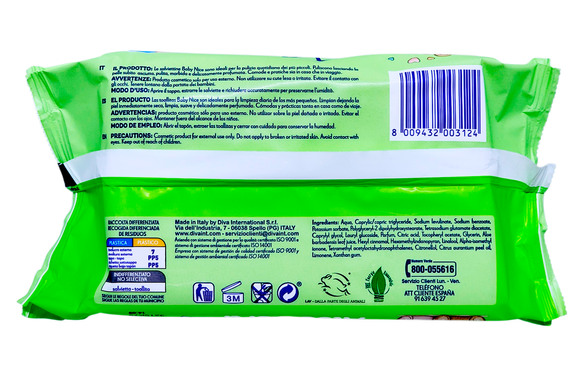 Вологі серветки дитячі NICE salviettine baby 72 pz aloe vera pelli sensibili