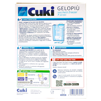 Пакеты для замораживания продуктов питания CUKI sacchetti freezer piccoli cm 18x28 lt 1,5 30 шт