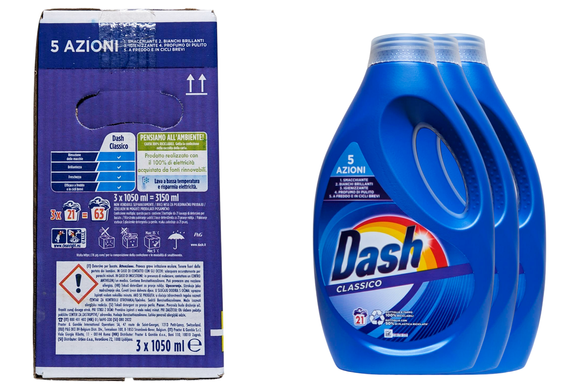 Жидкое средство для стирки универсальное DASH lav liq base lav 21 ml.1050 regolare x3 tripack
