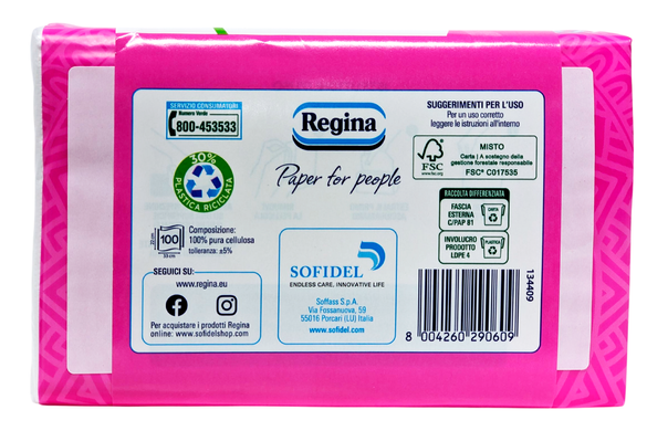 Полотенца бумажные REGINA asciugamani di carta monouso 100 pz pacco con adesivo