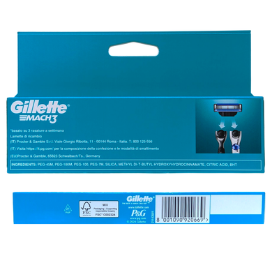 Сменные насадки для бритвы для бритья GILLETTE mach 3 lame cabrio pz7