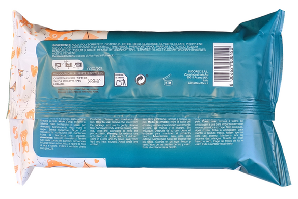 Влажные серветки детские SOFFICE salviette baby x 72 argan a.ve 72 шт.