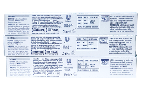 Зубная паста MENTADENT dent.p.micro-gr.ml75 x3 tripack (225 мл)