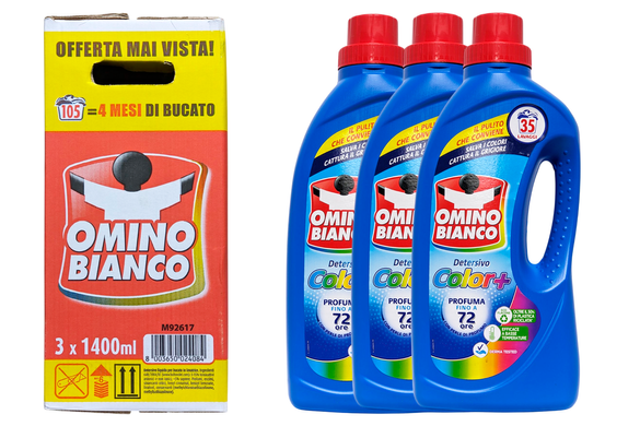 Жидкое средство для стирки цветных вещей OMINO BIANCO lav.color+ lv35x3 tripack (4200 ml)