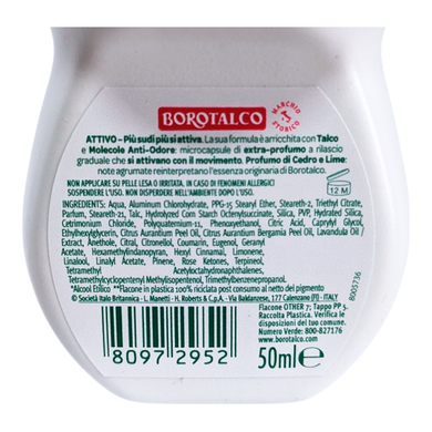 Дезодорант для тіла кульковий BOROTALCO deo att.giallo r-on 50 мл.