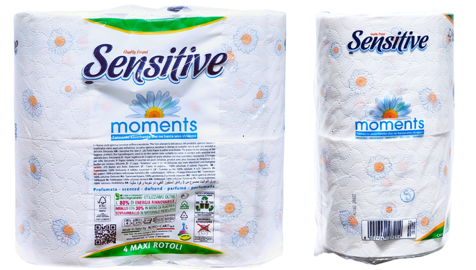 Туалетний папір SENSITIVE carta igien x 4 rotol. camomilla