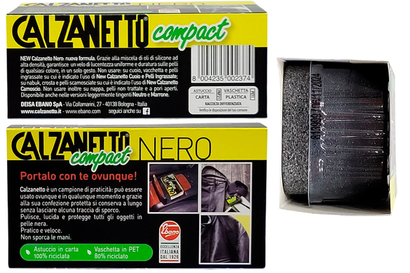 Губка для ухода за обувью CALZANETTO compact spugna autolucidante nero 1 pz