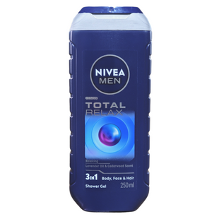 Гель для душу 3в1 для тіла волосся та обличчя чоловічий NIVEA men ds total relax ml250
