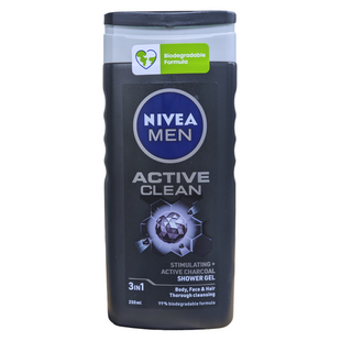 Гель для душу 3в1 для тіла волосся та обличчя чоловічий NIVEA men ds active clean m250