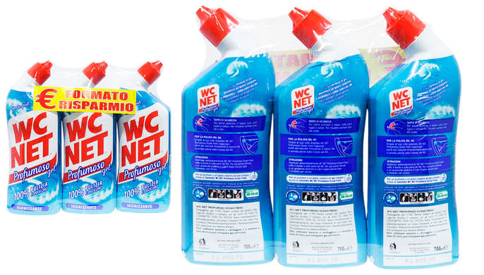 СРЕДСТВО ДЛЯ УХОДА ЗА ТУАЛЕТОМ WC NET GEL PROFUM.ASS. ML700X3