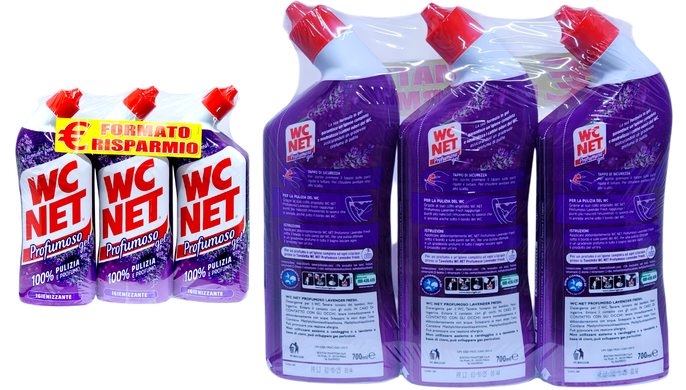 СРЕДСТВО ДЛЯ УХОДА ЗА ТУАЛЕТОМ WC NET GEL PROFUM.ASS. ML700X3