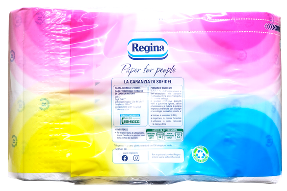 Туалетная бумага REGINA carta igienica 12 rotoloni da 500 strappi 2 veli